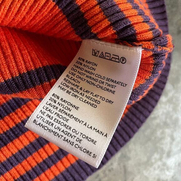 Urban Outfitters Kimchi Blue Riley Off Shoulder Ruffle Stripe Knit Top Medium - Picture 5 of 11